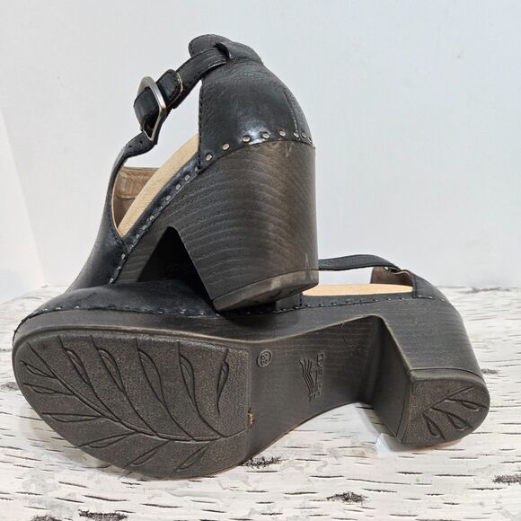 DANSKO Sassy Black Milled Burnished Leather Platform Block Heel Shoes 38 / 7.5-8 - Picture 6 of 7